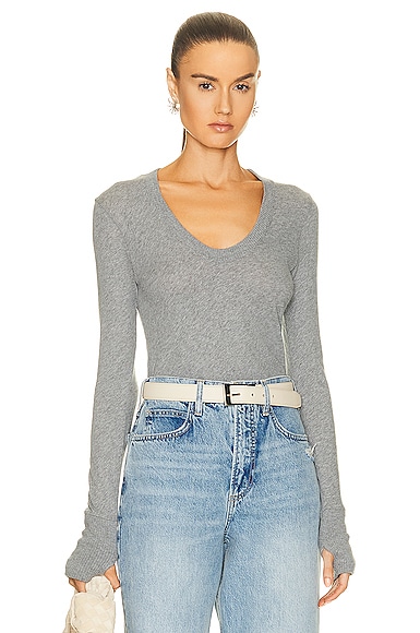 Toteme Silky Scoop Neck Top in Oyster | FWRD