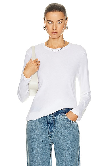 Enza Costa Cashmere Loose Long Sleeve Tee in White