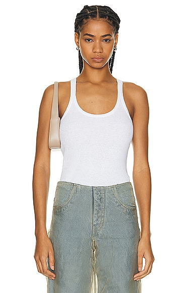 Enza Costa Linen Knit Strappy Tank Top in White