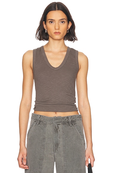 Textured Rib Sleeveless U Tank Top
