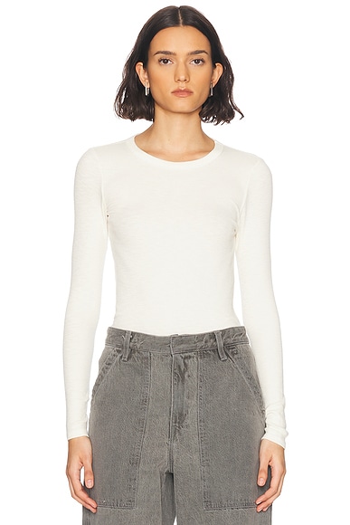 Lemaire Long Sleeve Rib T-Shirt in Chalk | FWRD Lemaire Long Sleeve Rib T-Shirt in Chalk | FWRD