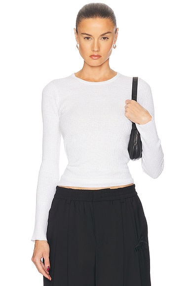 Linen Cotton Rib Long Sleeve Sweater Tee