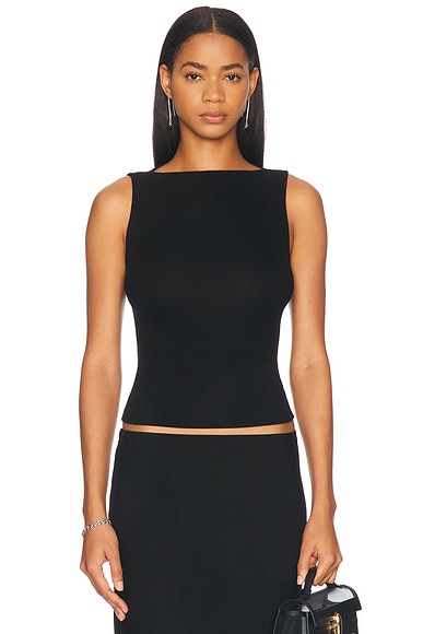 Silk Knit Sleeveless Boatneck Top