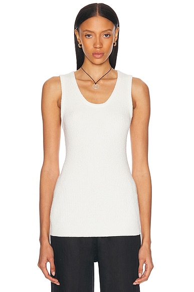 Enza Costa Boucle Knit Tunic Top in Off White