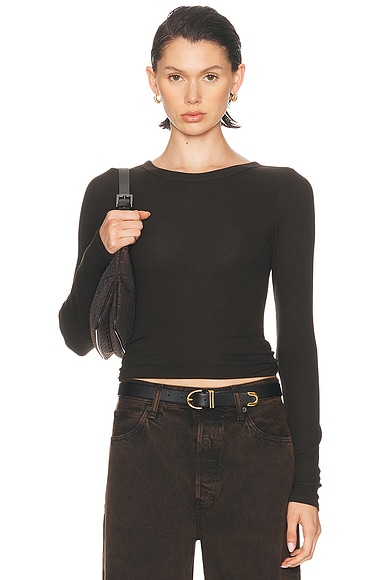 Silk Knit Long Sleeve Crewneck Top
