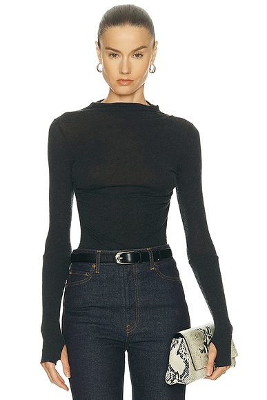 Enza Costa Cashmere Twist Top in Charcoal