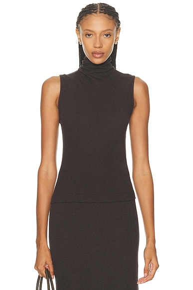 Enza Costa Cashmere Sleeveless Halter Top in Dark Brown