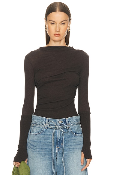 Enza Costa Cashmere Twist Top in Dark Brown
