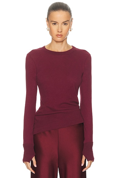 Enza Costa Cashmere Easy Cuffed Crewneck Top in Barolo