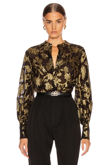 EQUIPMENT EQUIPMENT BOLEYN TOP IN ABSTRACT,BLACK,METALLIC,EQUF-WS688