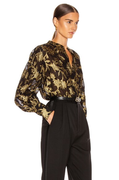 EQUIPMENT EQUIPMENT BOLEYN TOP IN ABSTRACT,BLACK,METALLIC,EQUF-WS688