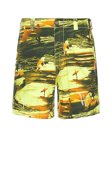Erl Printed Cotton Shorts In  Acid Sunset
