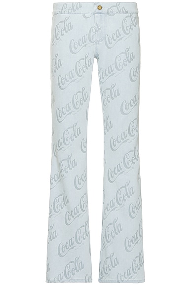 ERL Jacquard Denim Flare Pants Woven in Grey Coca Cola
