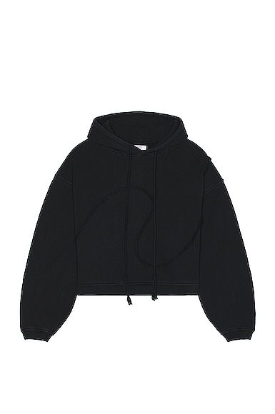 Unisex Swirl Premium Fleece Hoodie Knit in Black