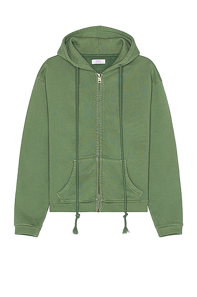 Unisex Zipped Fleece Hoodie Knit in Green