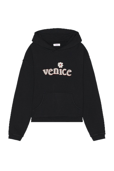 ERL Unisex Venice Patch Hoodie Knit in Black