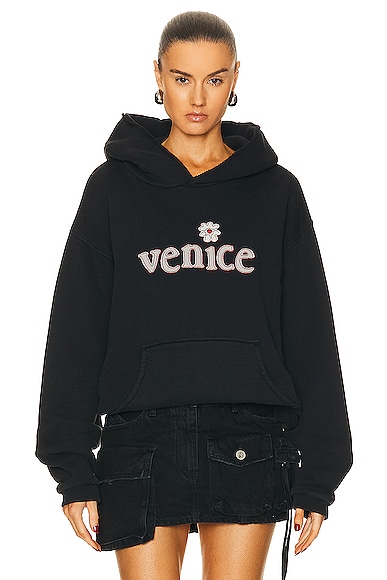 Unisex Venice Patch Hoodie Knit in Black