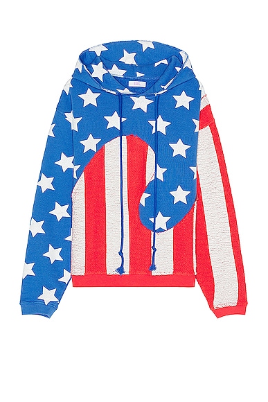 ERL Unisex Stars And Stripes Swirl Hoodie Knit in Blue