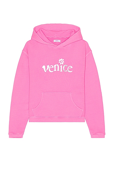 ERL Unisex Silver Printed Venice Hoodie Knit in Pink