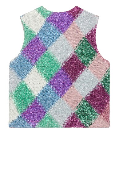 Shop Erl Argyle Glitter Boxy Vest Knit In Multi