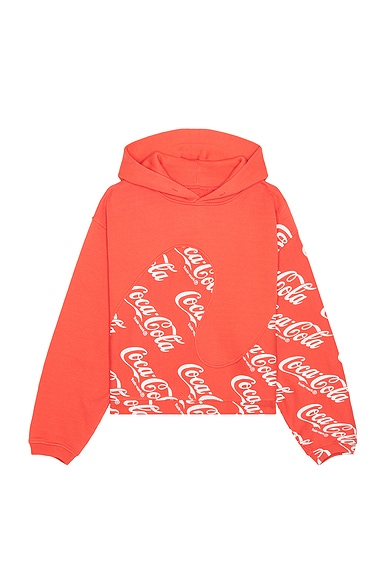 ERL Men Coca Cola Swirl Hoodie Knit in Red