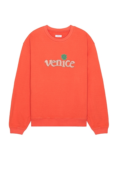 ERL Men Red Venice Crewneck Knit in Red