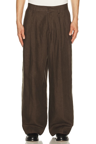 Unisex Pleated Suit Trousers Woven