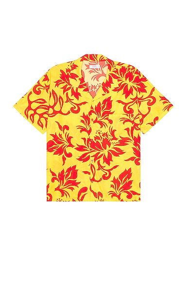 Shop Erl Unisex Printed Short Sleeve Shirt Woven In  Tropical Flowers