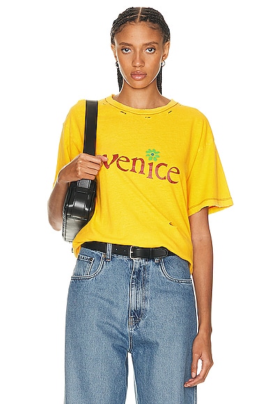 ERL Unisex Venice Tshirt Knit in Yellow
