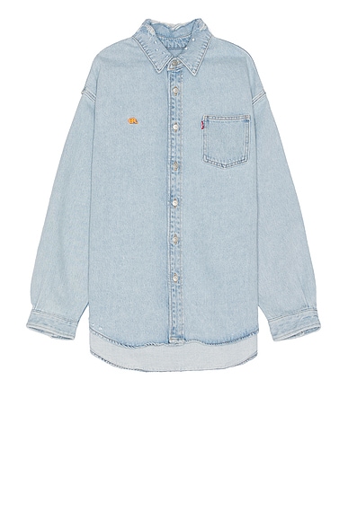 ERL Unisex Levis Overshirt Woven in Blue