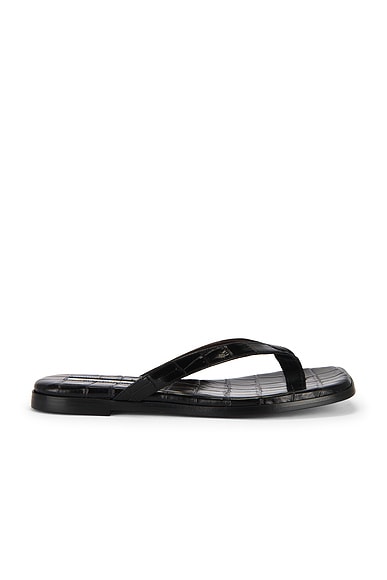 Emme Parsons Meta Sandal in Black Embossed Croc