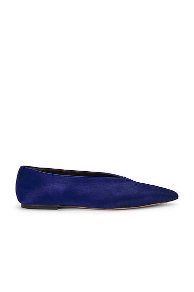 Emme Parsons Pointy Flat in Blue Calf Hair