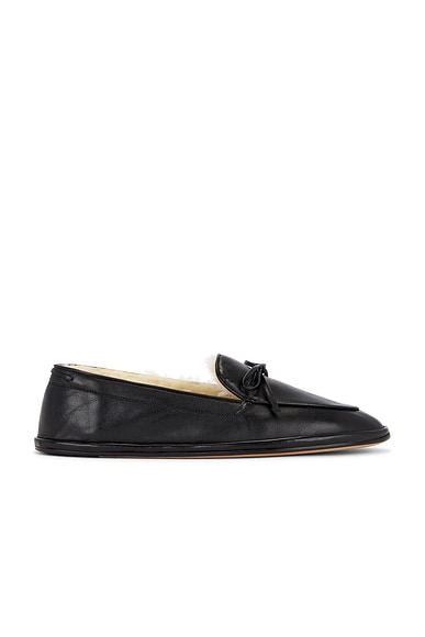 Emme Parsons Parker Loafer in Black Nappa & Shearling