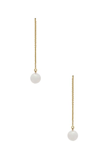 14K Gold Round Pearl Threader Earring
