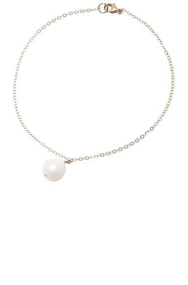 ERTH 14K Gold Pearl Drop Anklet with Diamond in Gold | FWRD