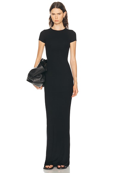 Eterne Cap Sleeve Maxi Dress in Black