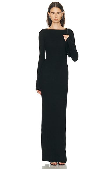 Long Sleeve Boatneck Maxi Dress