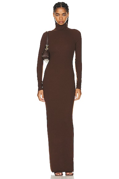 Eterne Long Sleeve Turtleneck Maxi Dress in Moss FWRD