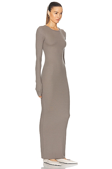 Shop Éterne Long Sleeve Crewneck Maxi Dress In Clay