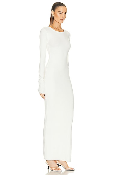 Éterne Long Sleeve Crewneck Maxi Dress In Cream