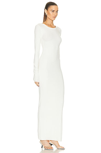 Shop Éterne Long Sleeve Crewneck Maxi Dress In Cream