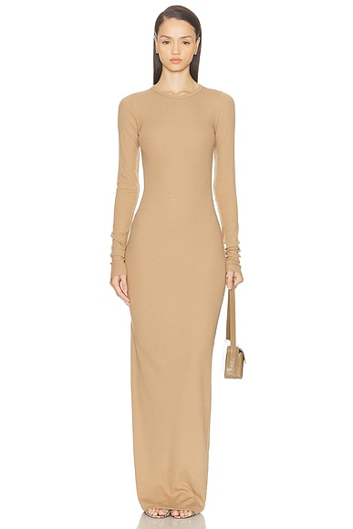 Long Sleeve Crewneck Butter Rib Maxi Dress