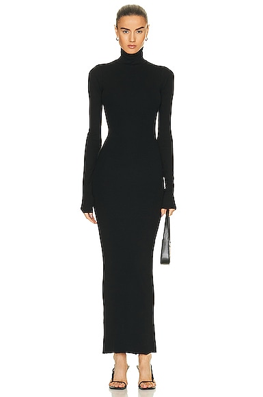 Eterne Long Sleeve Turtleneck Maxi Dress in Black