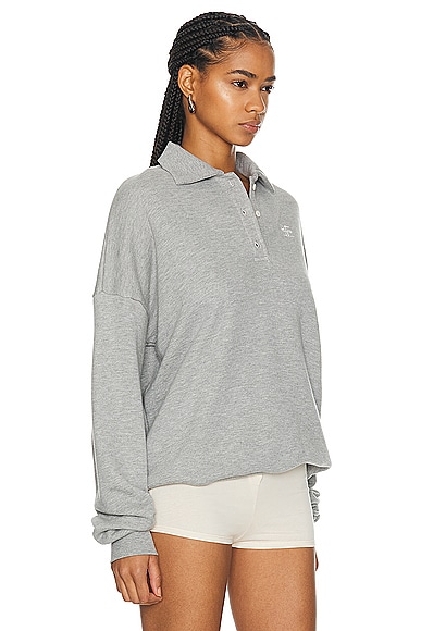 Shop Éterne Oversized Polo Sweatshirt In Heather Grey