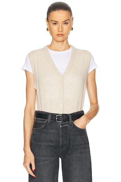 Lemaire Sleeveless Fitted Cardigan in Light Cream | FWRD
