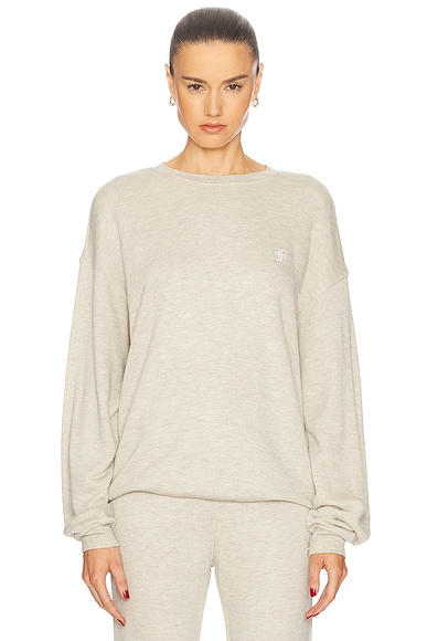 Oversized Crewneck Sweatshirt in Heather Oatmeal