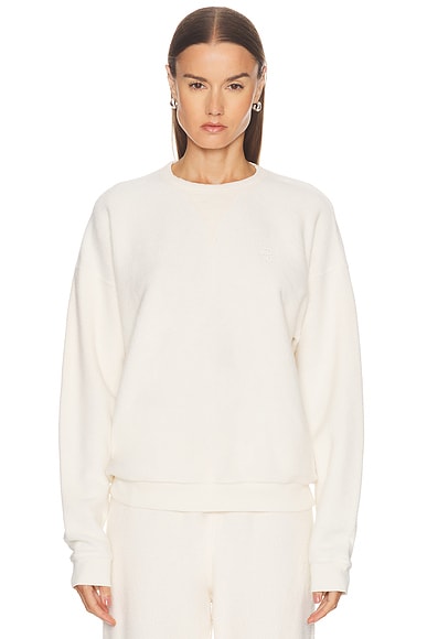 Eterne Classic Reverse French Terry Crew Sweatshirt in Cream