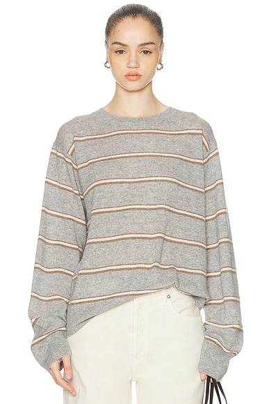 Eterne James Sweater in Heather Grey Stripe