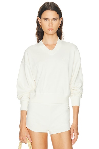 Eterne Cropped V Neck Sweatshirt in Bone