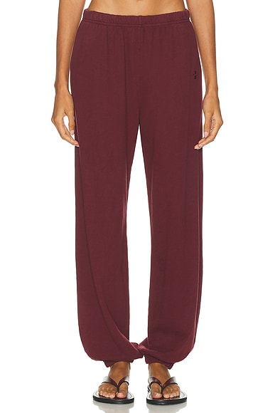 Eterne Boyfriend Lightweight French Terry Pocket Sweatpant in Oxblood